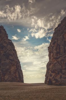 View at torret de Parais, Mallorca, old bay with a story