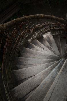 Steps of a spiral staircase which go downwards