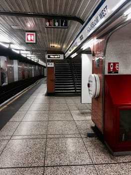 Underground station on Hounslow West in London. Undergroud railway.
