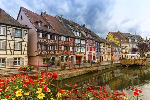 Famous traditional colorful timbered houses in Little Venice, petite Venise, Colmar, Alsace, France