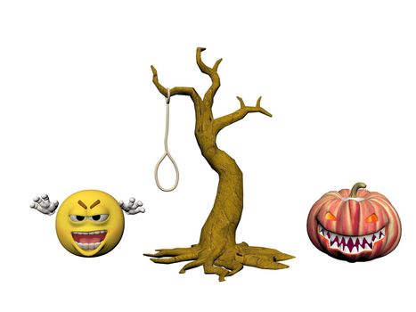 Happy Halloween Smiling Emoticon on it isolated in white background - 3d rendering