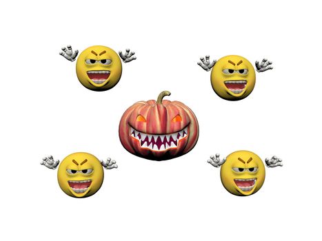 Happy Halloween Smiling Emoticon on it isolated in white background - 3d rendering