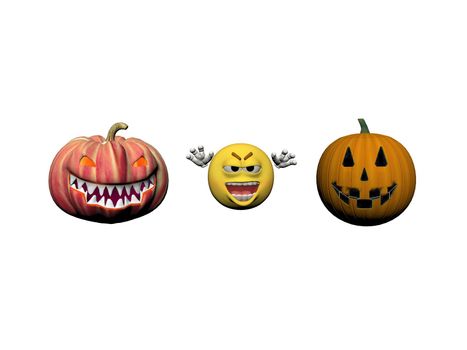 Happy Halloween Smiling Emoticon on it isolated in white background - 3d rendering