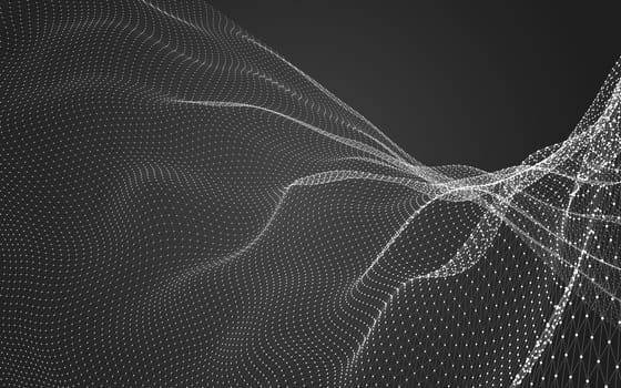 Abstract polygonal space low poly dark background with connecting dots and lines. Connection structure. 3d rendering