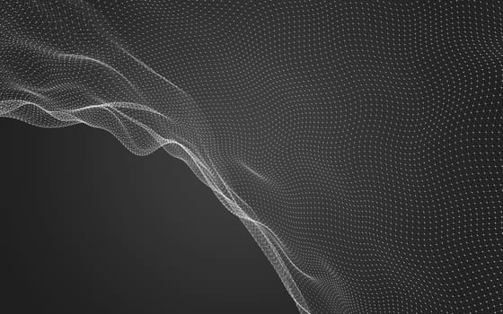 Abstract polygonal space low poly dark background with connecting dots and lines. Connection structure. 3d rendering