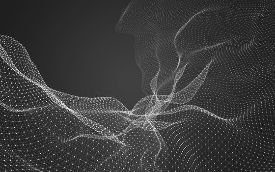 Abstract polygonal space low poly dark background with connecting dots and lines. Connection structure. 3d rendering