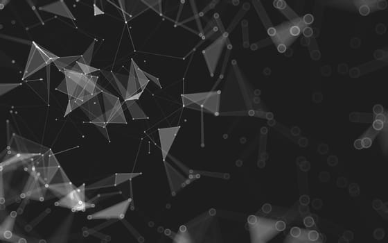 Abstract polygonal space low poly dark background with connecting dots and lines. Connection structure. 3d rendering