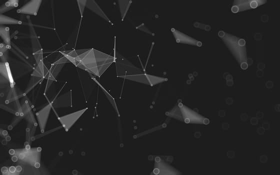 Abstract polygonal space low poly dark background with connecting dots and lines. Connection structure. 3d rendering