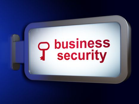 Safety concept: Business Security and Key on advertising billboard background, 3D rendering