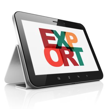 Finance concept: Tablet Computer with Painted multicolor text Export on display, 3D rendering