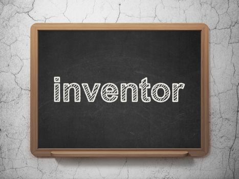 Science concept: text Inventor on Black chalkboard on grunge wall background, 3D rendering