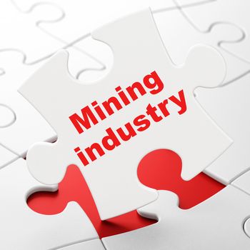 Manufacuring concept: Mining Industry on White puzzle pieces background, 3D rendering