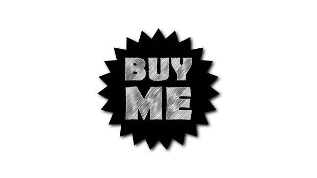 Text 'Buy me' on white background. Scribble effect. 3d rendering