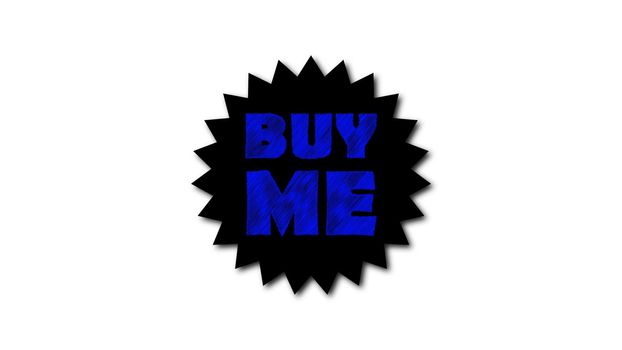 Text 'Buy me' on white background. Scribble effect. 3d rendering