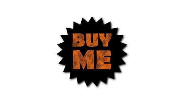 Text 'Buy me' on white background. Scribble effect. 3d rendering