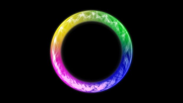 Abstract neon ring. Digital background. 3d rendering