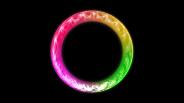 Abstract neon ring. Digital background. 3d rendering