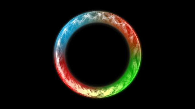 Abstract neon ring. Digital background. 3d rendering