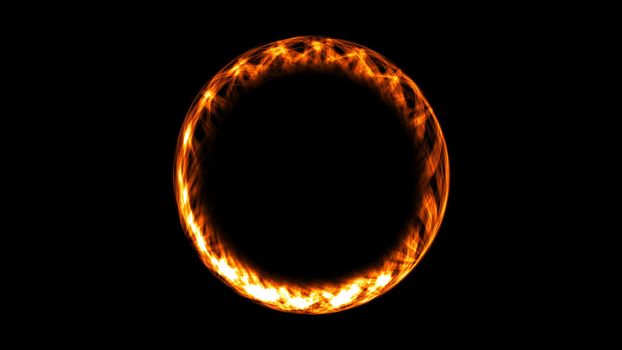 Abstract neon ring. Digital background. 3d rendering