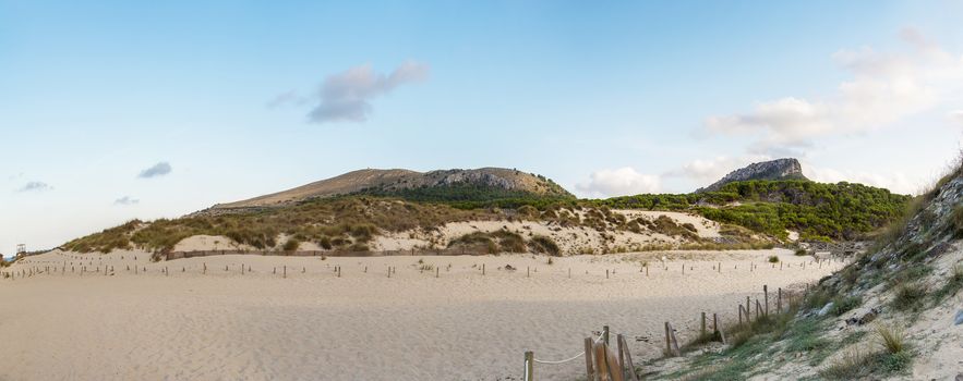 A panorama from dunes of Cala Mesquida, Mallorca