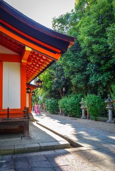 Temple in Maruyama japanese garden, Kyoto, Japan
