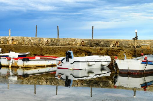 Early morning in small harbor, Istria, Croatia