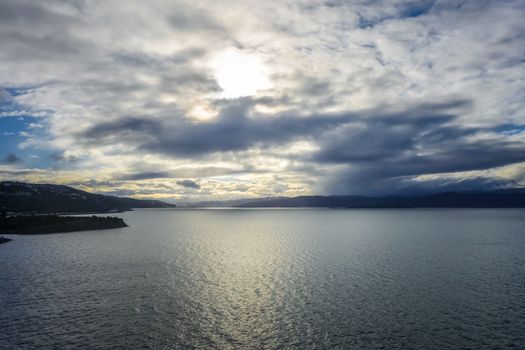 Wellington bay at sunset, New Zealand north Island