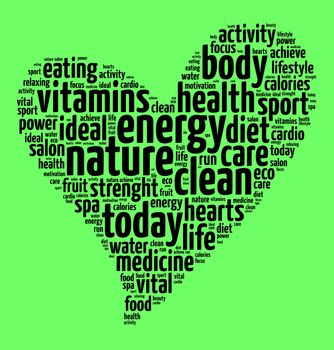 Nature word cloud concept over green background