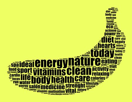 Nature word cloud concept over yeallow background