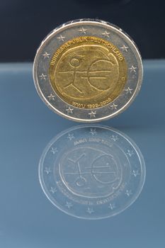 Commemorative 2 EUR coin 10th anniversary of European Economic and Monetary union, issued by Slovenia in 2009