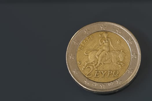 Two, 2 Euro coin from Greece, regular mint, Europa riding the bull