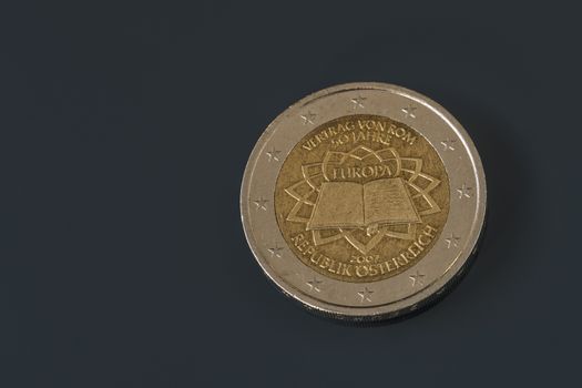 Commemorative 2 EUR coin issued to celebrate the 50th anniversary of the Treaty of Rome, issued by Austria in 2007