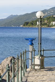 Blue public coin operated tourist telescope - monocular