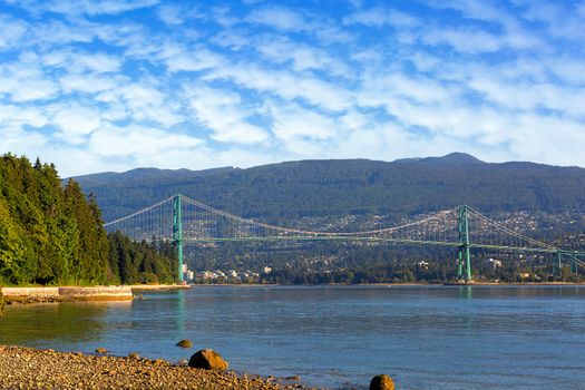 Lions Gate Bridge at Stanley Park in Vancouver British Columbia Canada
