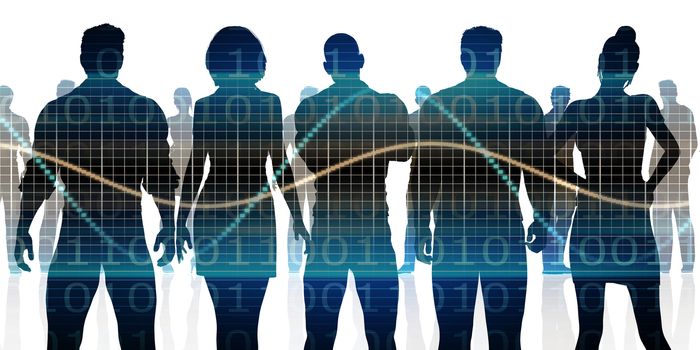 Confident Business Team Looking at You Silhouette