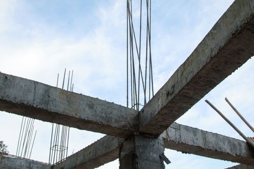 Cement piles and concrete piles Construction site