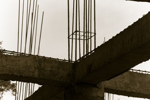 Cement piles and concrete piles Construction site