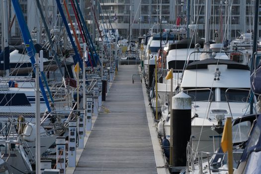 Many yachts moored in a holiday marina