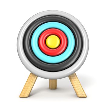 Archery target front view 3D render illustration isolated on white background