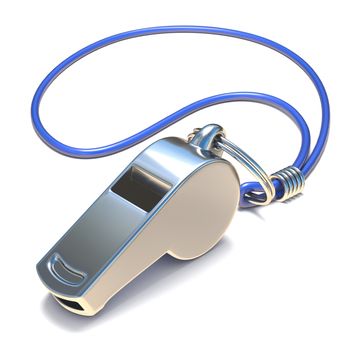 Metal whistle 3D render illustration isolated on white background