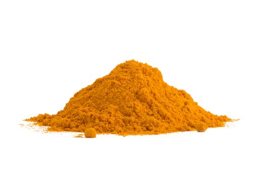 Turmeric , Curcuma, powder isolated on white background. Curry powder