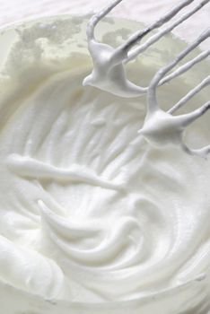 Macro Whipped egg whites for cream 