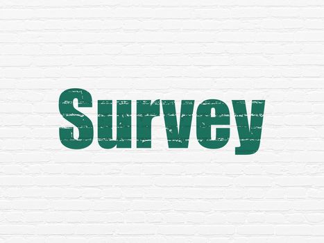 Science concept: Painted green text Survey on White Brick wall background