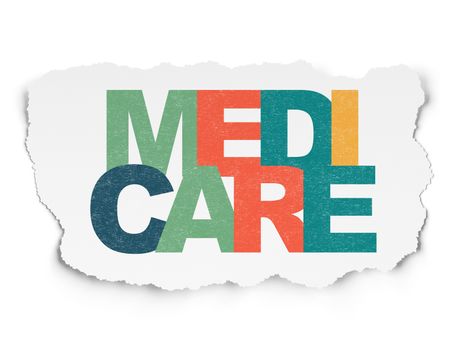 Healthcare concept: Painted multicolor text Medicare on Torn Paper background