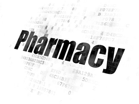 Health concept: Pixelated black text Pharmacy on Digital background