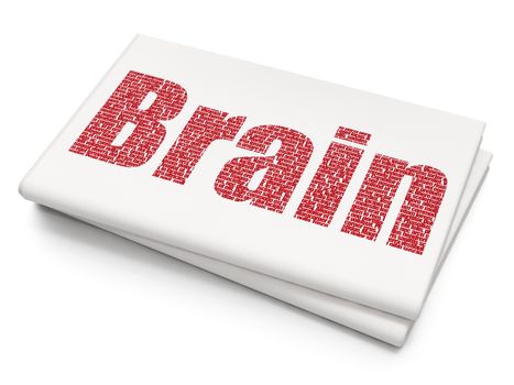 Medicine concept: Pixelated red text Brain on Blank Newspaper background, 3D rendering