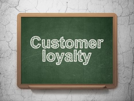 Marketing concept: text Customer Loyalty on Green chalkboard on grunge wall background, 3D rendering