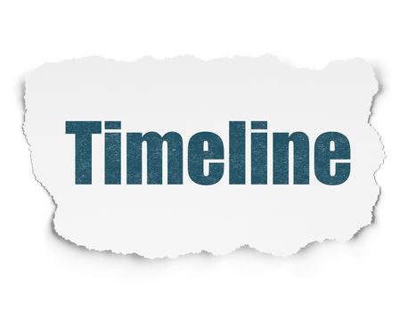 Time concept: Painted blue text Timeline on Torn Paper background with Scheme Of Hexadecimal Code