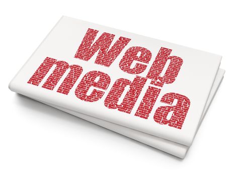 Web design concept: Pixelated red text Web Media on Blank Newspaper background, 3D rendering