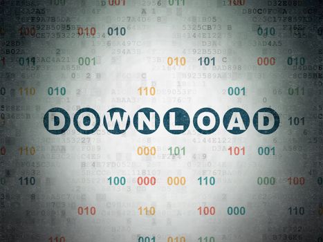 Web development concept: Painted blue text Download on Digital Data Paper background with Binary Code